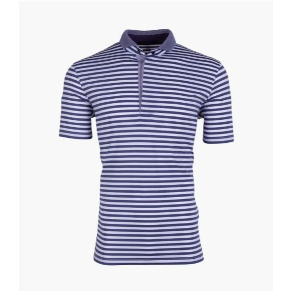 Greyson Clothiers Mens XL Striped Performance Golf Polo Teal Purple Short Sleeve